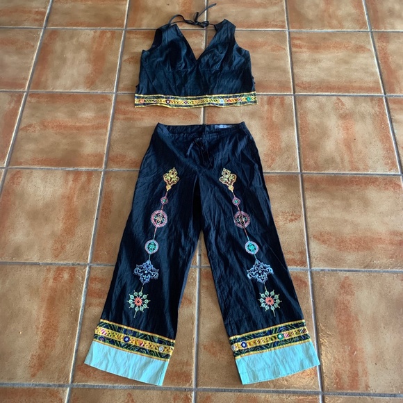 Vintage 100% silk unique top and pants set - Picture 5 of 9
